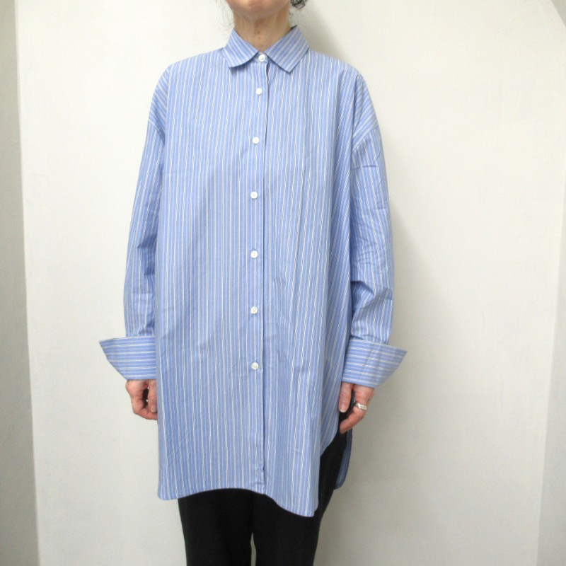 LIYOCA  ストライプオーバーシャツ /BL25 【日本製】